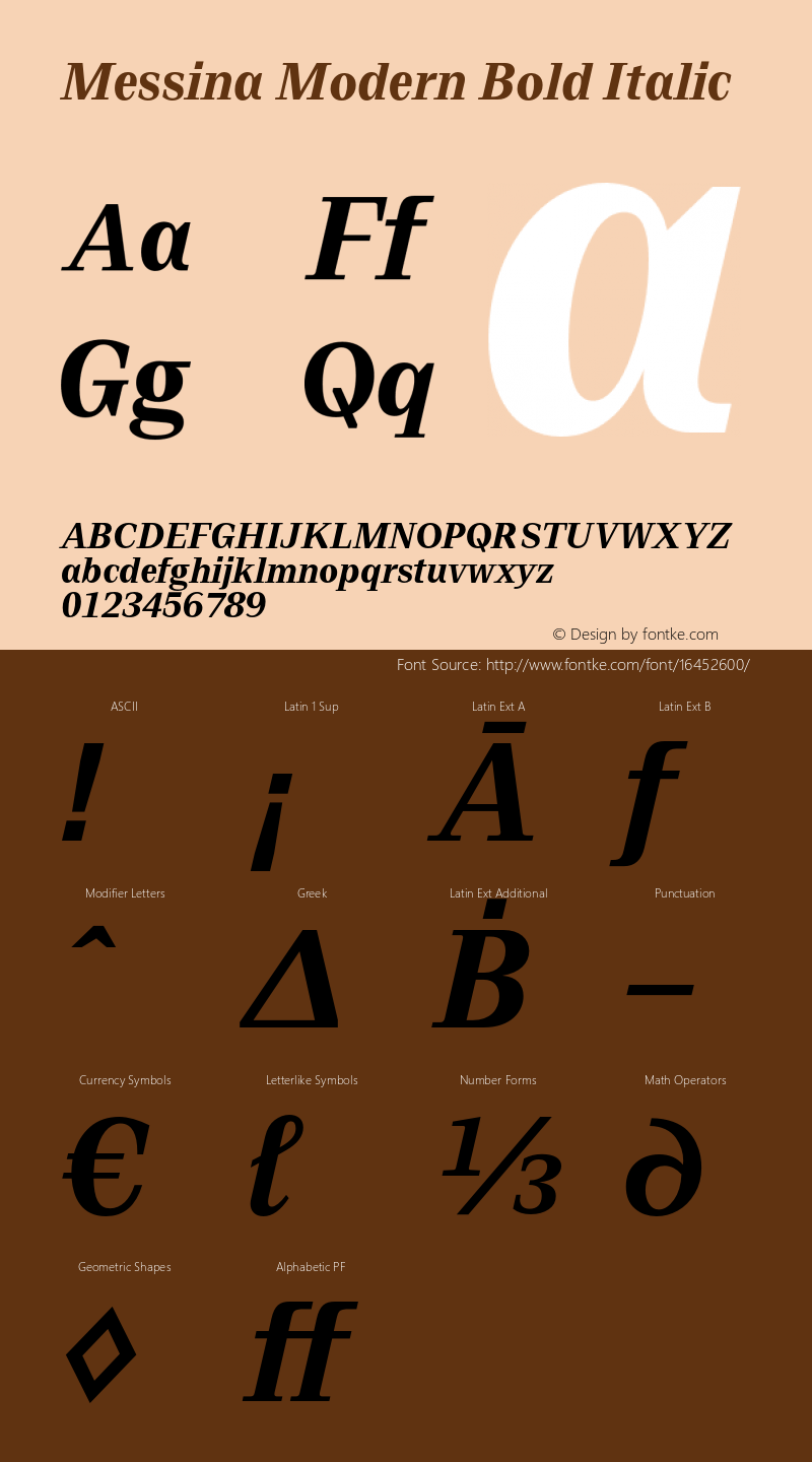 Messina Modern Bold Italic Version 1.000;PS 002.000;hotconv 1.0.70;makeotf.lib2.5.58329; ttfautohint (v1.4)图片样张