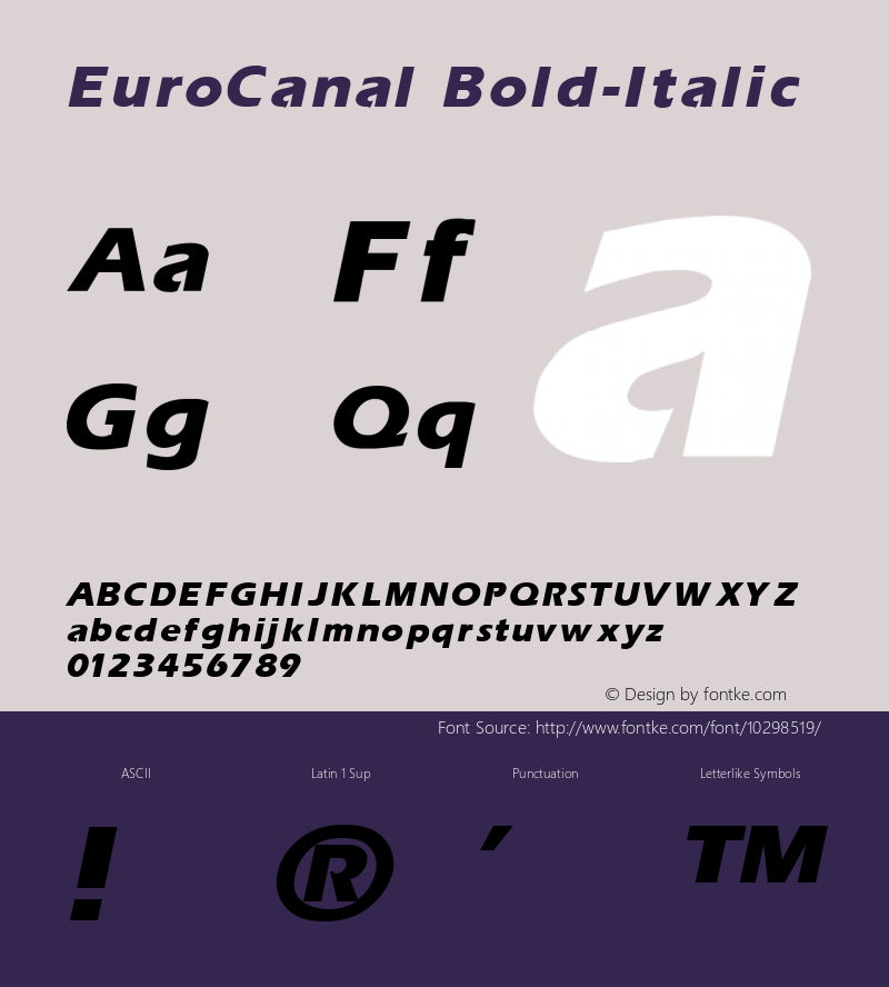 EuroCanal Bold-Italic 1.0 Sun Oct 03 10:50:06 1993图片样张