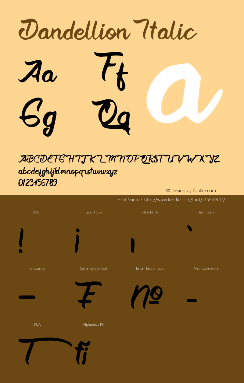 Dandellion Italic Version 1.00;November 29, 2021;FontCreator 13.0.0.2630 32-bit图片样张