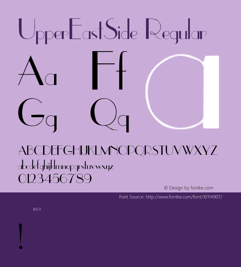 UpperEastSide Regular Converted from J:\ALLTYPE\FONTS\UPPEREAS.TF1 by ALLTYPE图片样张