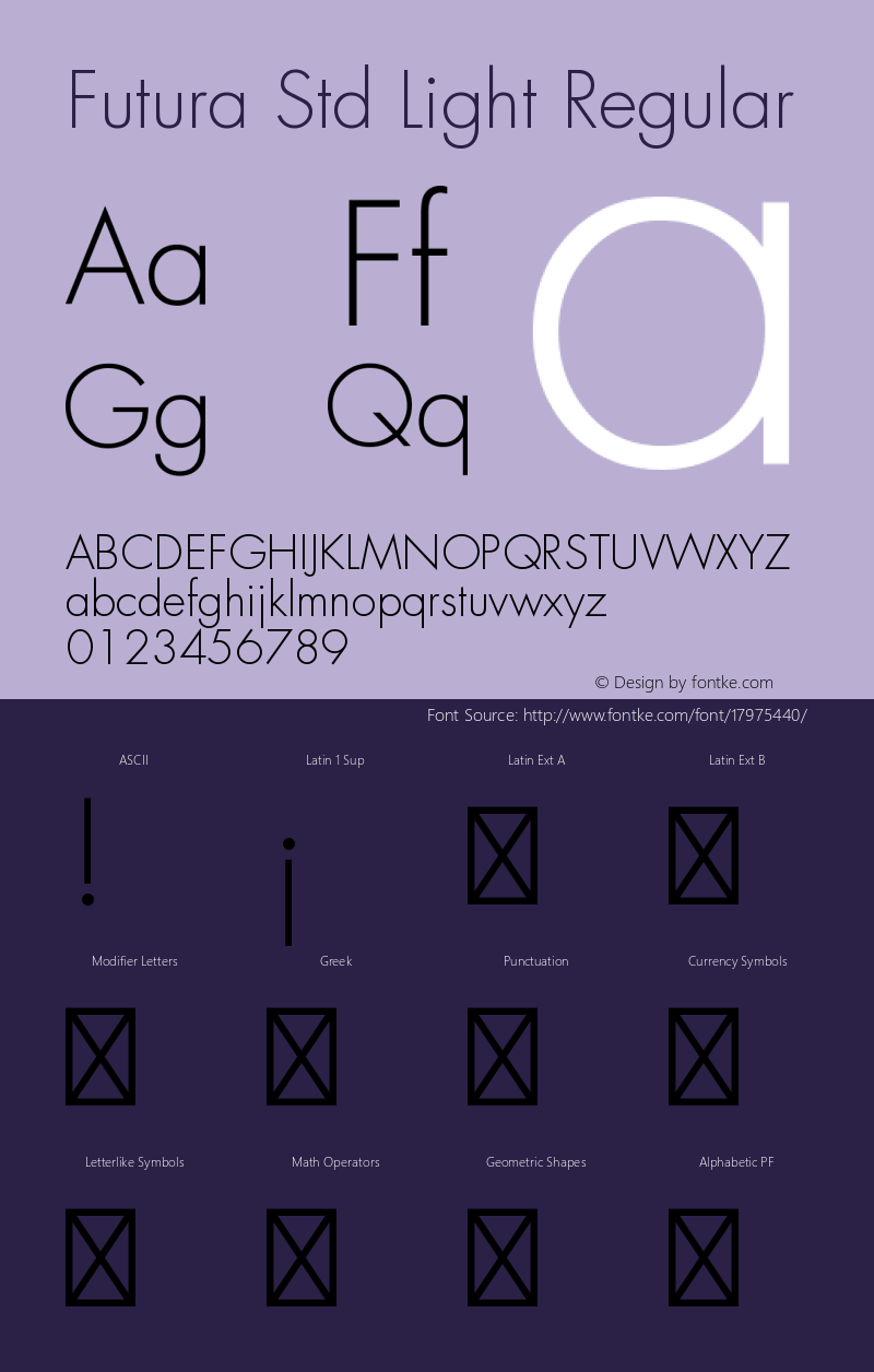 Futura Std Light Regular OTF 1.029;PS 001.002;Core 1.0.33;makeotf.lib1.4.1585图片样张