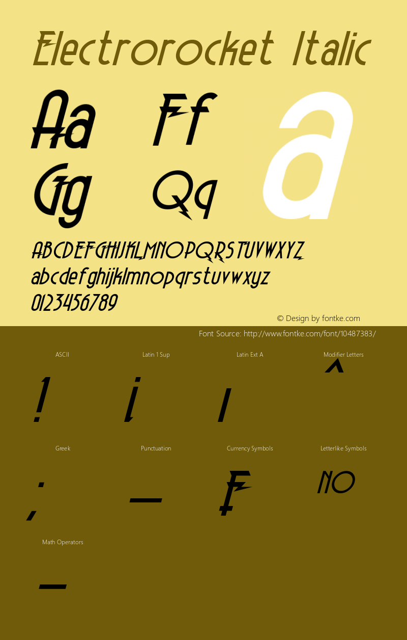 Electrorocket Italic Version 1.10 - June 4, 2013图片样张