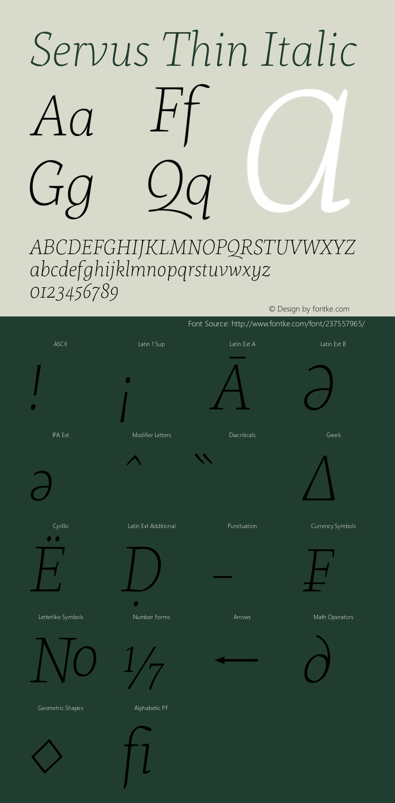 Servus Thin Italic Version 1.506;PS 001.506;hotconv 1.0.88;makeotf.lib2.5.64775图片样张