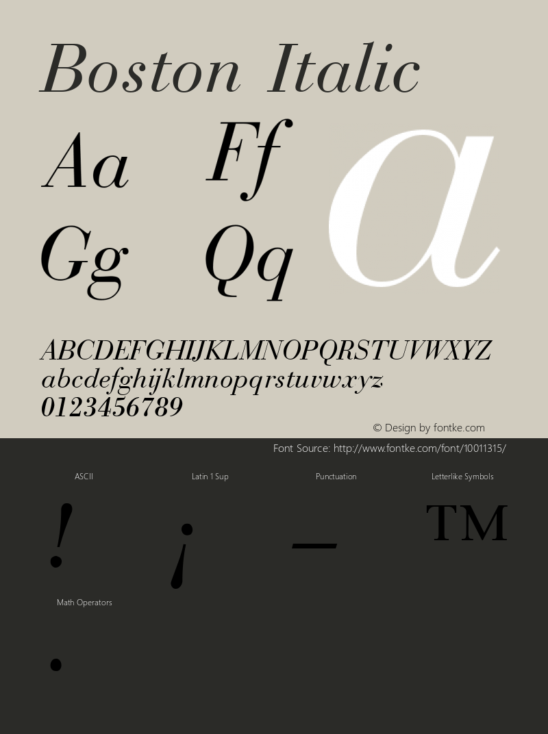 Boston Italic (C)opyright 1992 W.S.I.  3/02/92图片样张