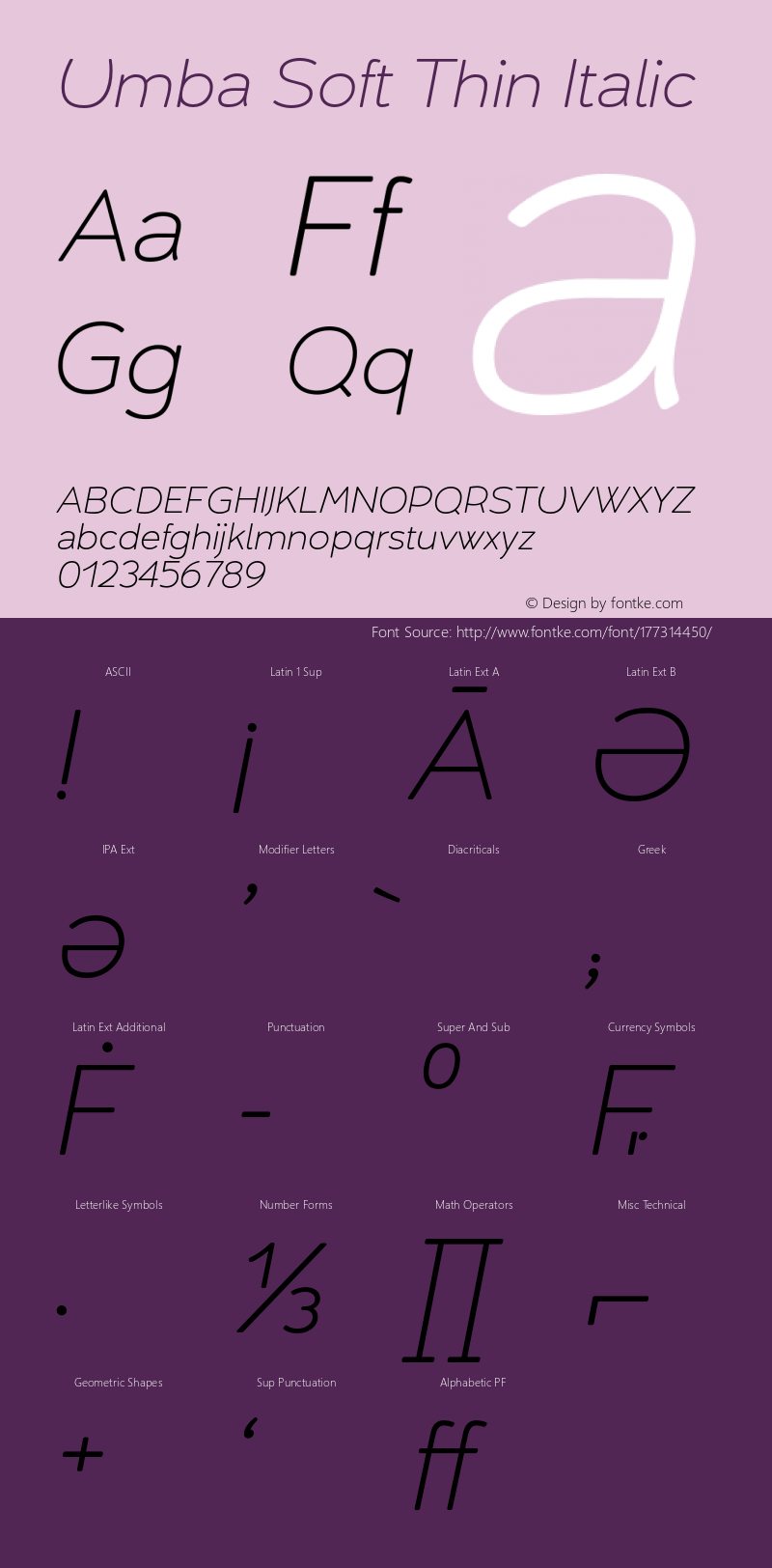 Umba Soft Thin Italic Version 2.020;PS 002.020;hotconv 1.0.88;makeotf.lib2.5.64775图片样张