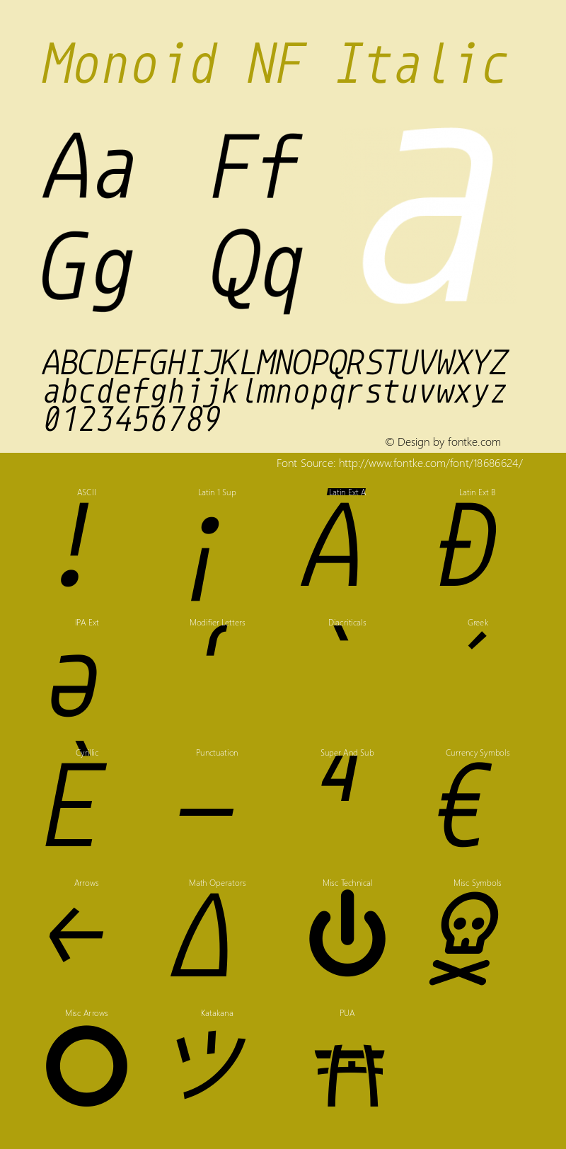 Monoid NF Italic Version 0.61;Nerd Fonts 0.9.图片样张