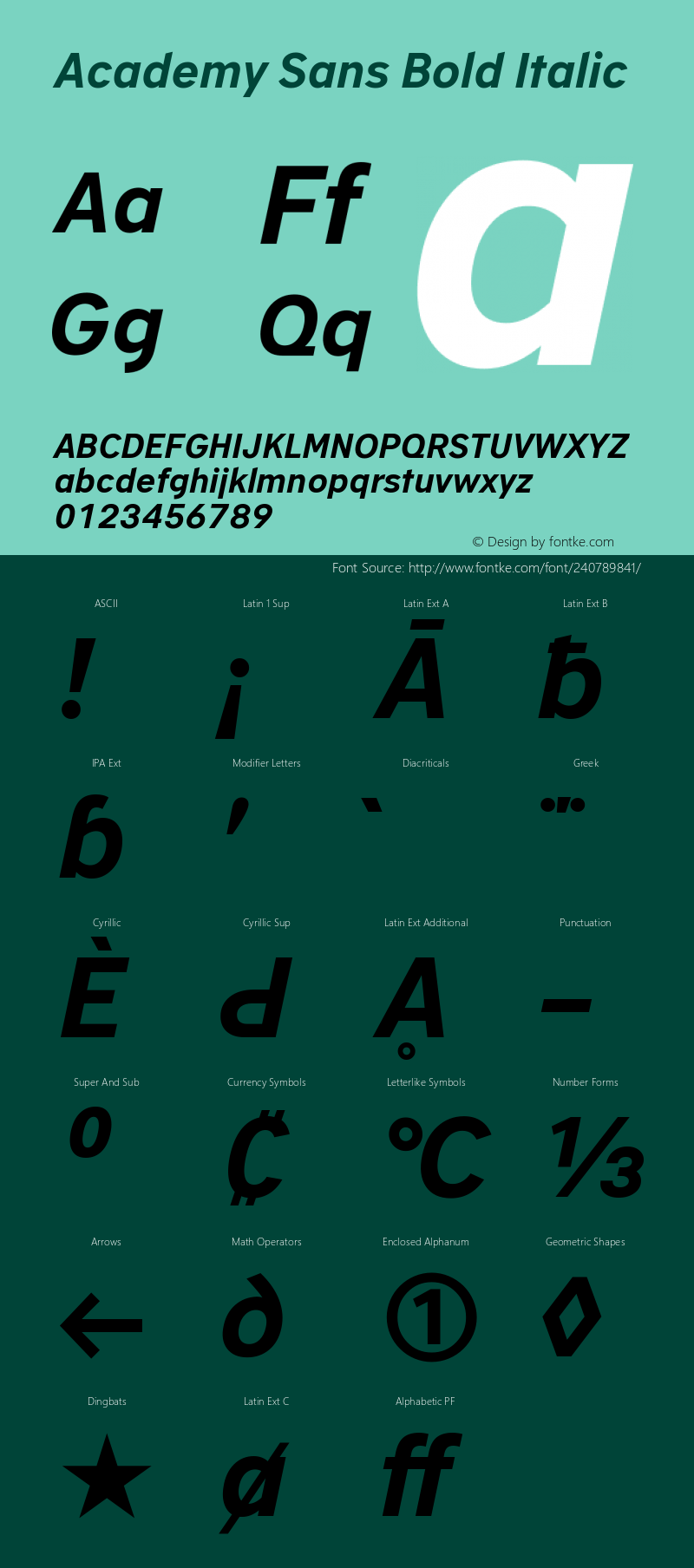 Academy Sans Bold Italic Version 2.001图片样张