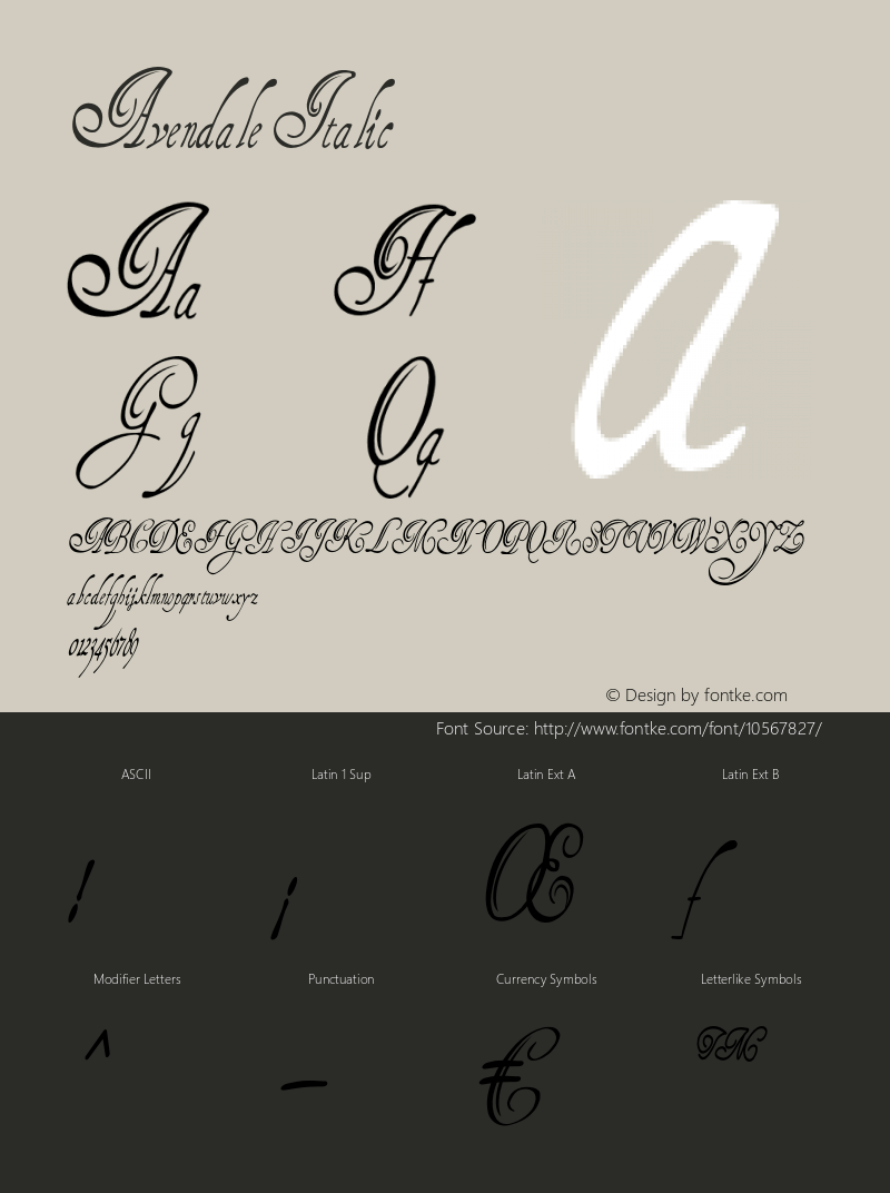 Avendale Italic Version 1.000图片样张