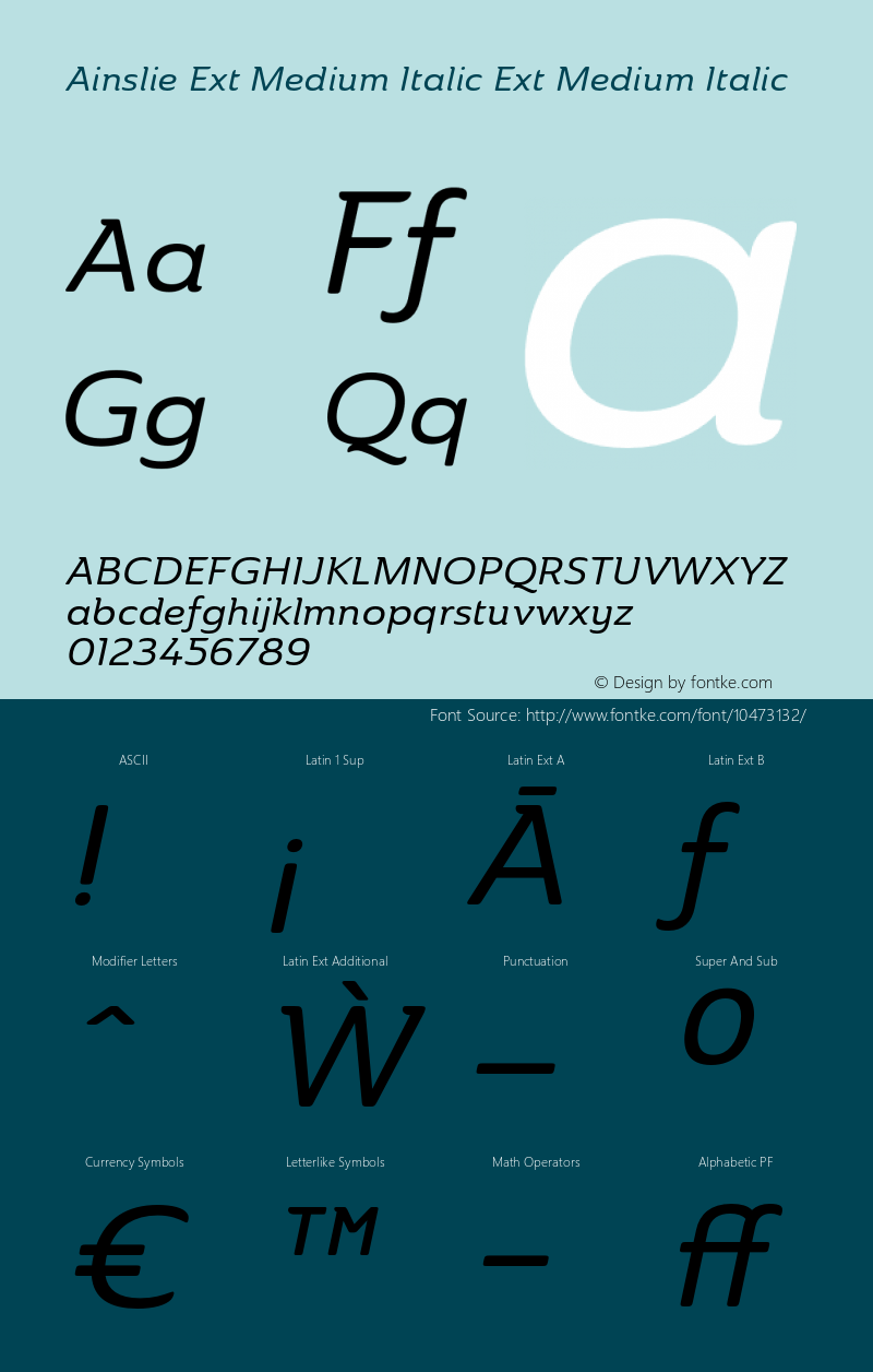 Ainslie Ext Medium Italic Ext Medium Italic Version 1.000图片样张