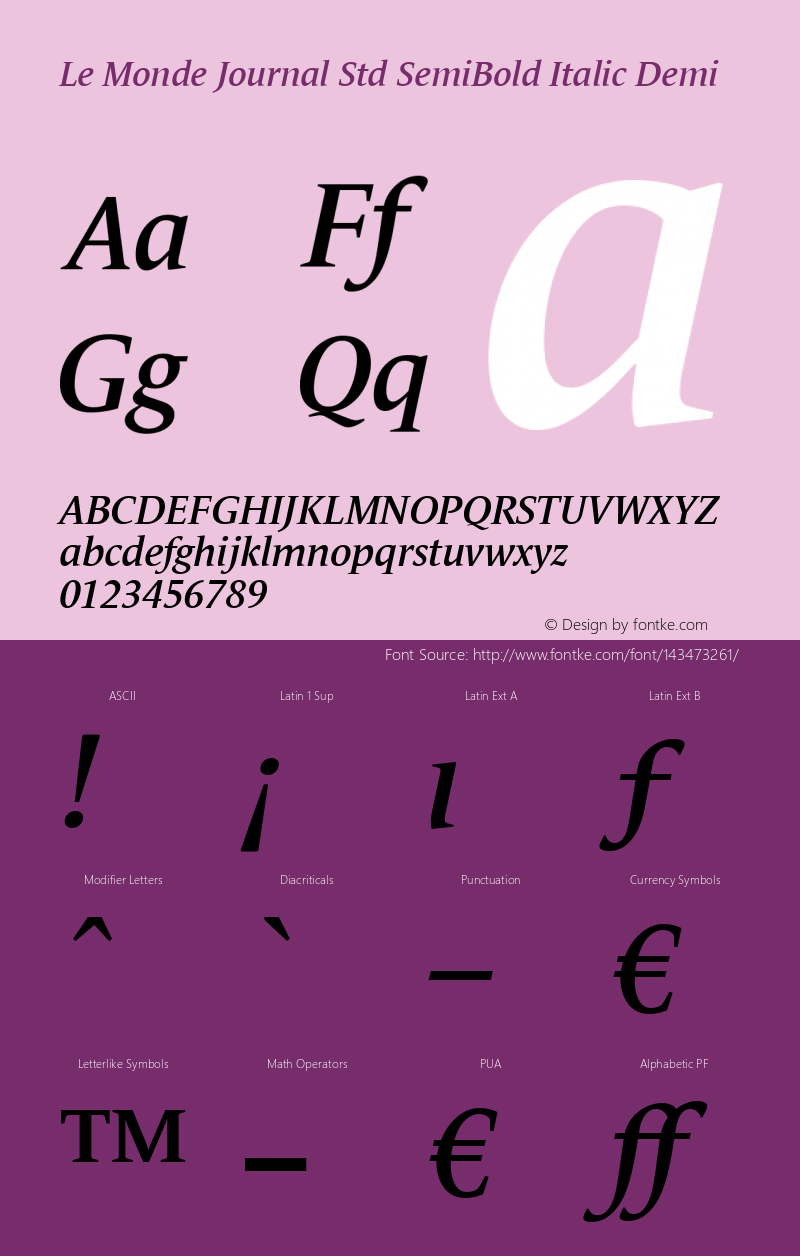 Le Monde Journal Std Demi Italic Version 1.000图片样张