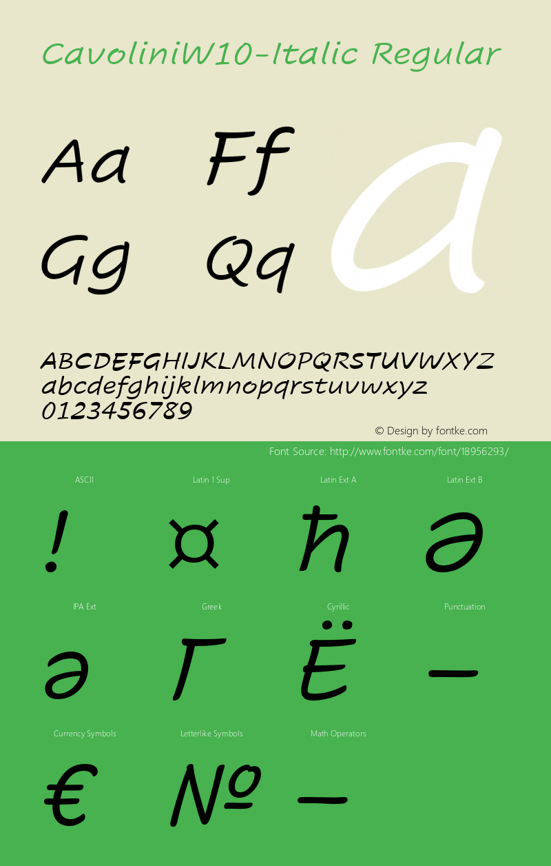 CavoliniW10-Italic Regular Version 1.00图片样张