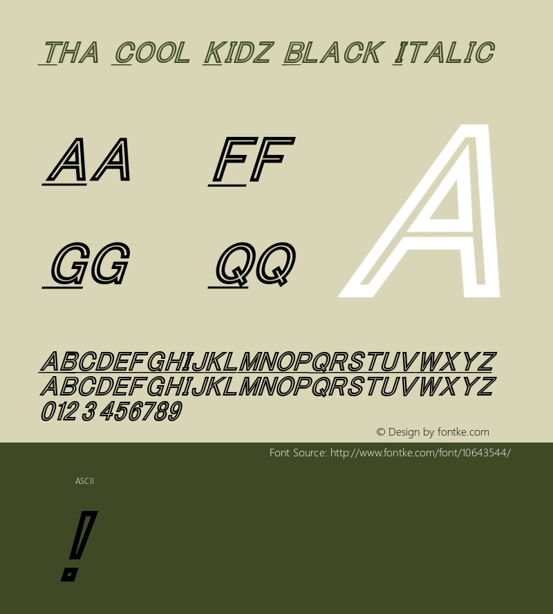 Tha Cool Kidz Black Italic Version 1.000;PS 001.001;hotconv 1.0.56图片样张
