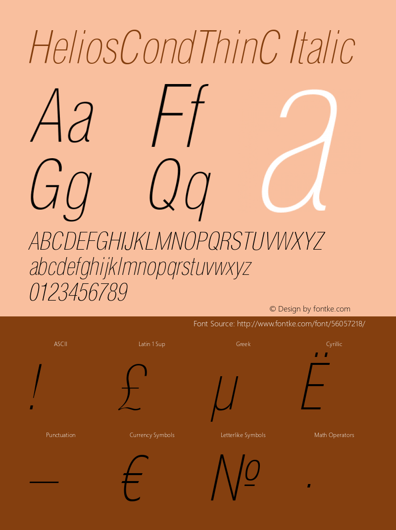 HeliosCondThinC-Italic OTF 1.0;PS 001.001;Core 116;AOCW 1.0 161图片样张