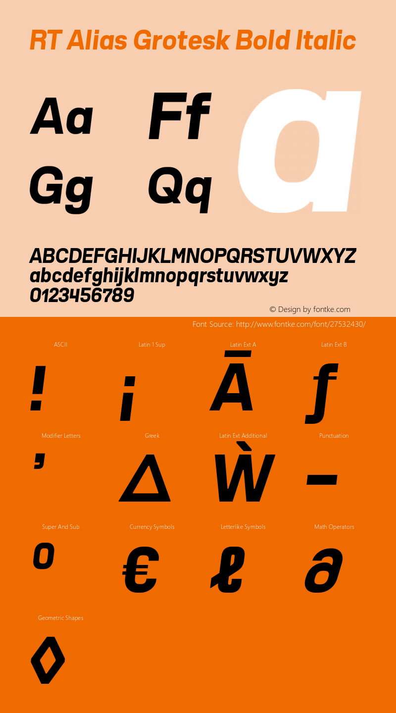 RT Alias Grotesk Bold Oblique Version 1.000;PS 001.000;hotconv 1.0.88;makeotf.lib2.5.64775图片样张