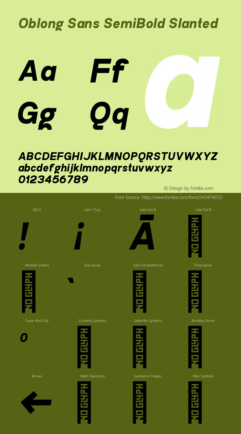 Oblong Sans SemiBold Slanted Version 1.000 | web-ttf图片样张