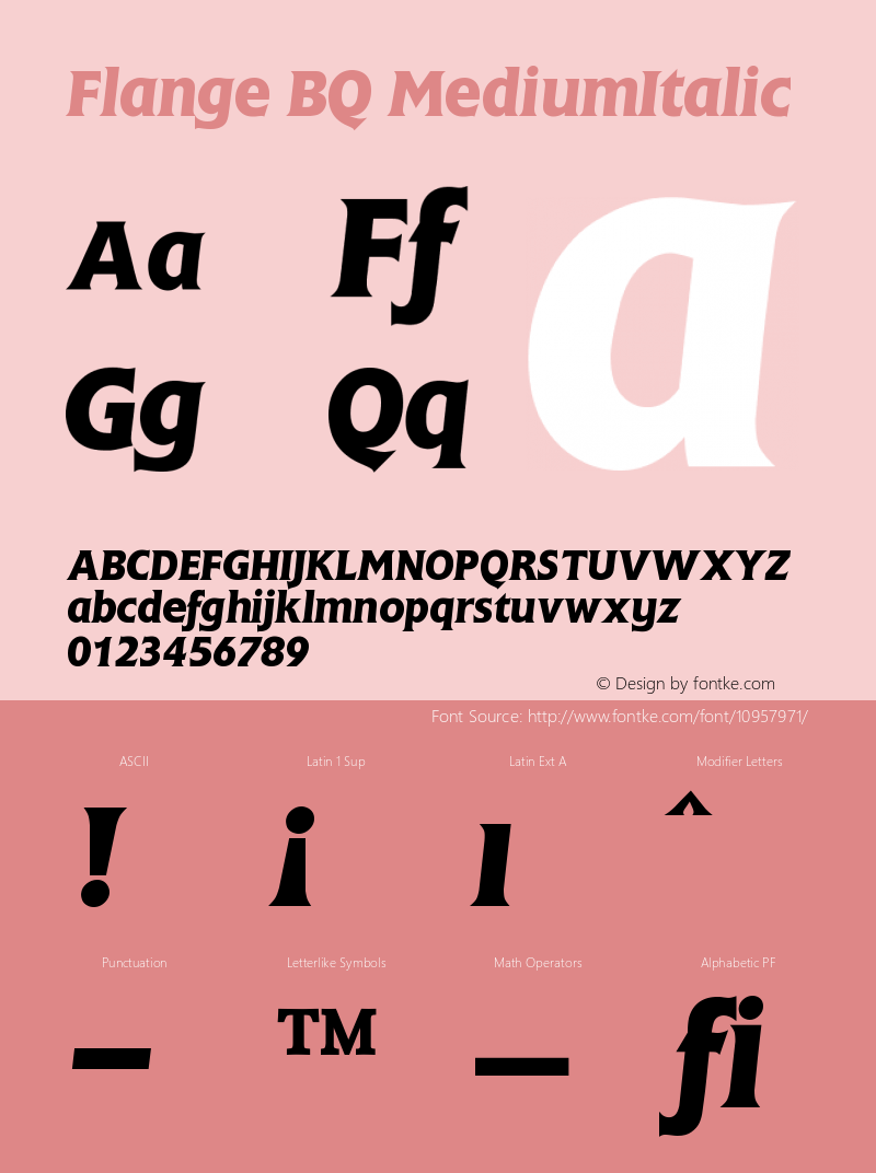 Flange BQ MediumItalic Version 001.000图片样张