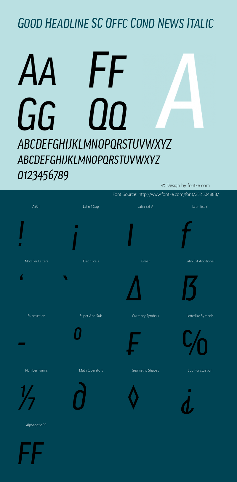 Good Head SC Offc Cond News Italic Version 7.504; 2010; Build 1021图片样张