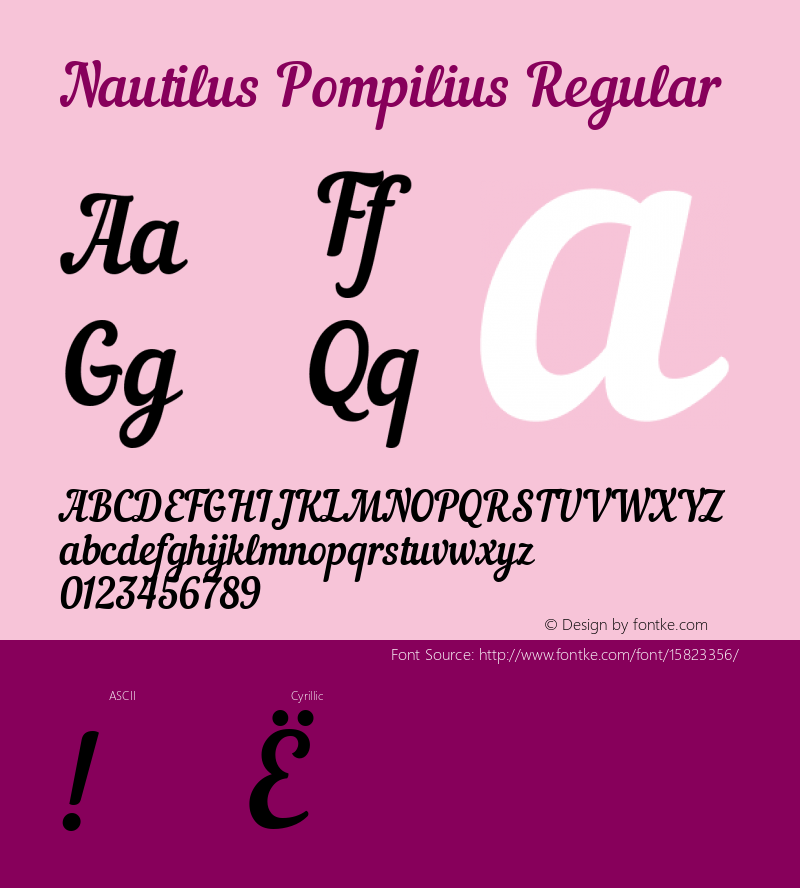 Nautilus Pompilius Regular 001.000; ttfautohint (v1.4.1)图片样张
