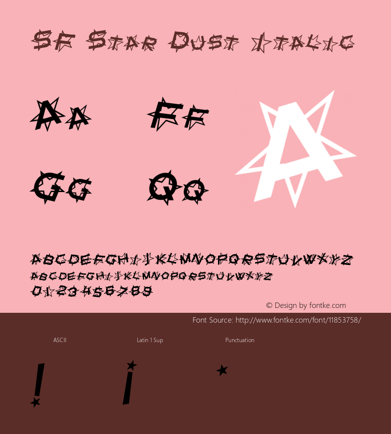 SF Star Dust Italic Version ver 1.0; 1999. Freew图片样张