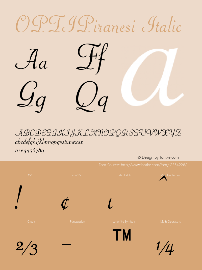 OPTIPiranesi Italic Version 001.000图片样张