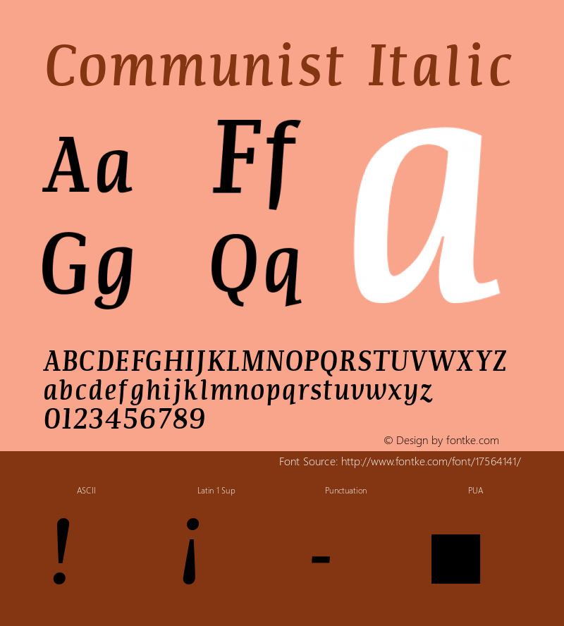 Communist Italic Macromedia Fontographer 4.1.5 25‐07‐2001图片样张