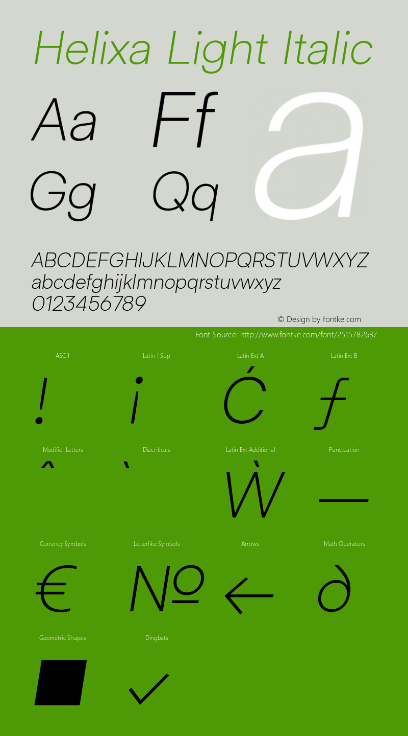 Helixa Light Italic Version 1.000;hotconv 1.0.109;makeotfexe 2.5.65596图片样张