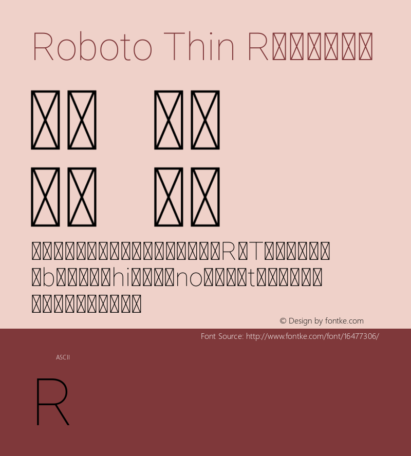 Roboto Thin Regular Version 2.001153; 2014图片样张