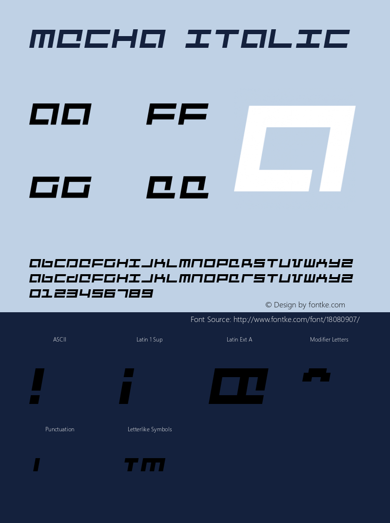 Mecha Italic Version 1.0; 2001图片样张