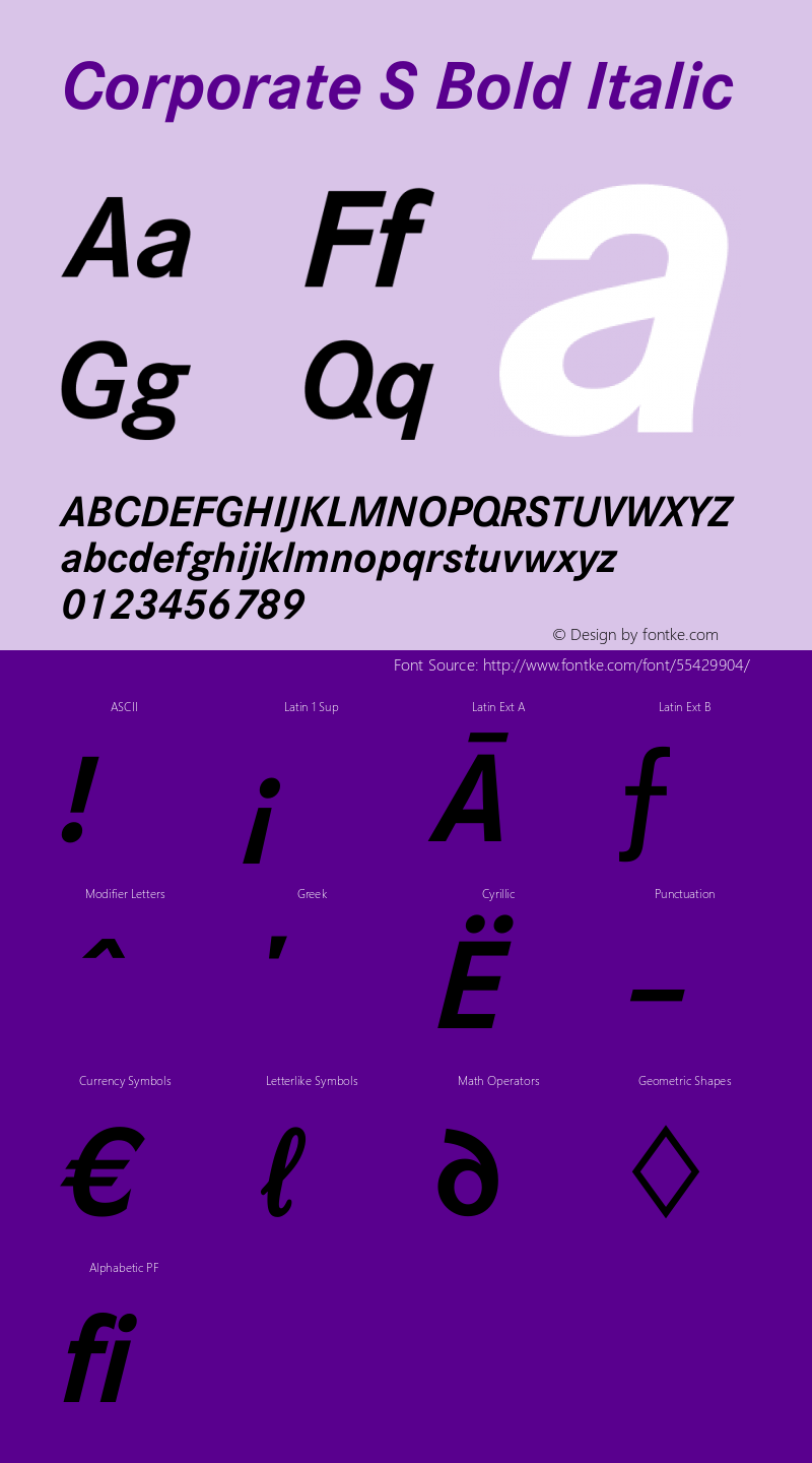 Corporate S Bold Italic Version 1.00图片样张