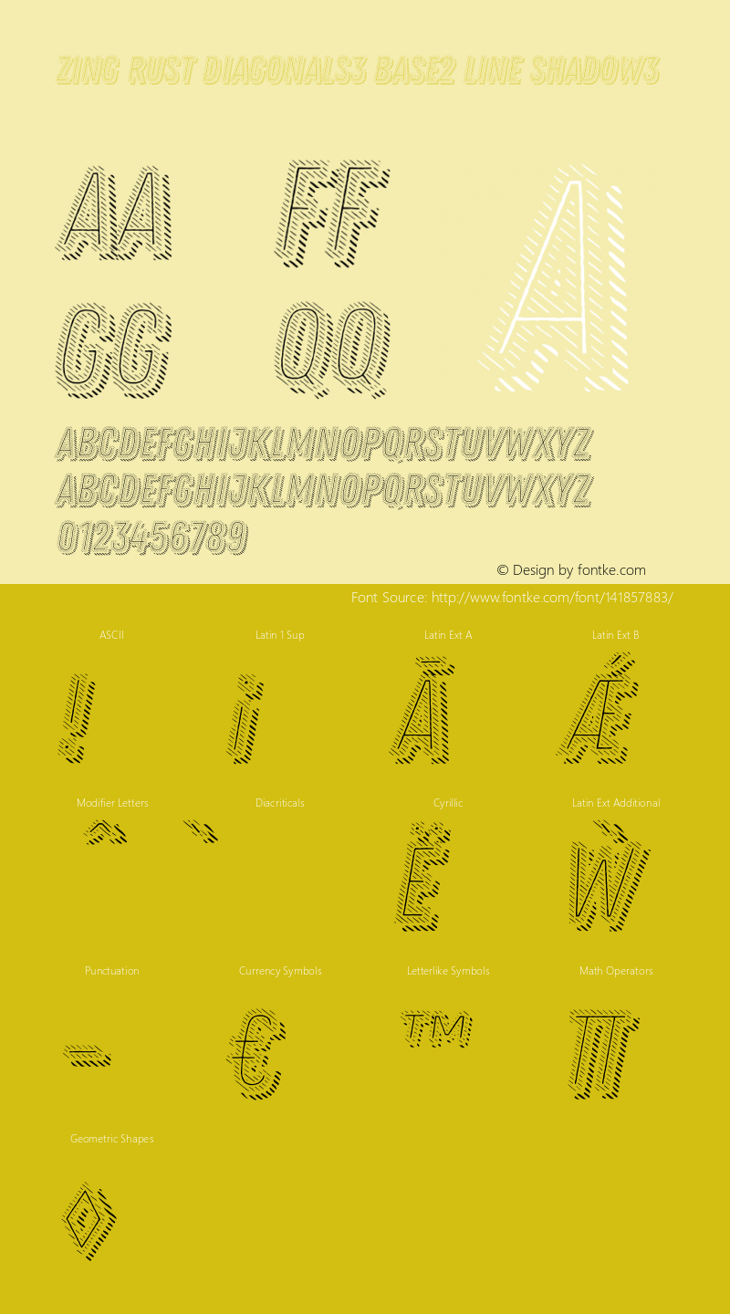 Zing Rust Diagonals3 Base2 Line Shadow3 Version 1.000;PS 001.000;hotconv 1.0.88;makeotf.lib2.5.64775图片样张