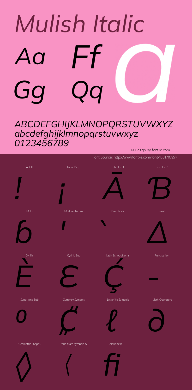 Mulish Italic Version 3.603图片样张