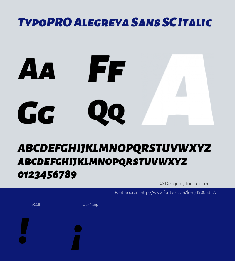 TypoPRO Alegreya Sans SC Italic Version 1.000;PS 001.000;hotconv 1.0.70;makeotf.lib2.5.58329 DEVELOPMENT图片样张