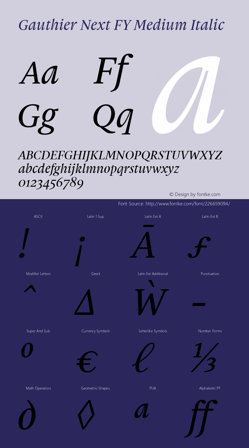 Gauthier Next FY Medium Italic Version 1.000图片样张