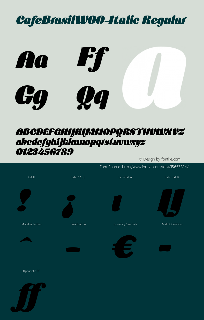 CafeBrasilW00-Italic Regular Version 1.00图片样张