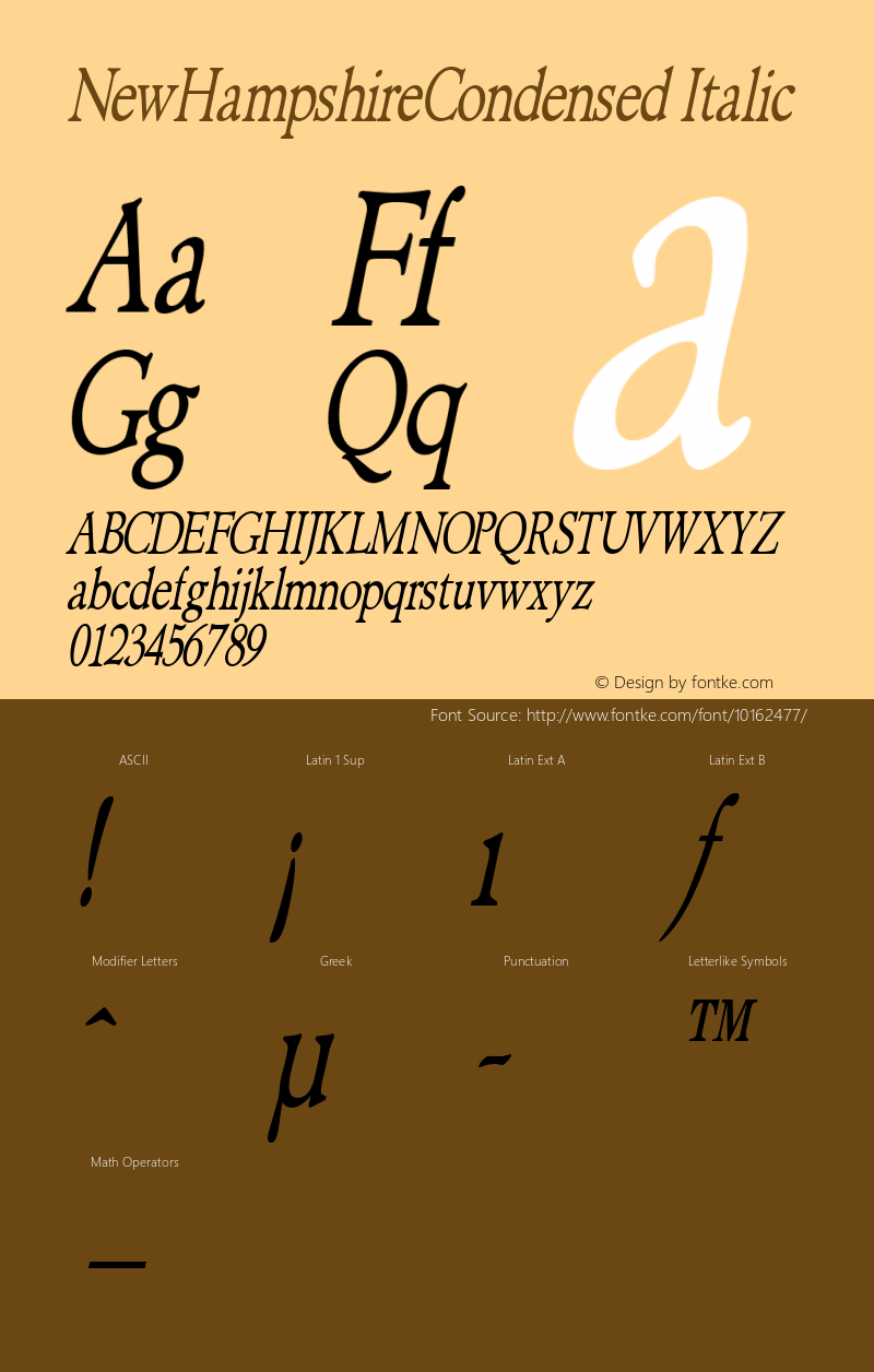 NewHampshireCondensed Italic Rev. 003.000图片样张