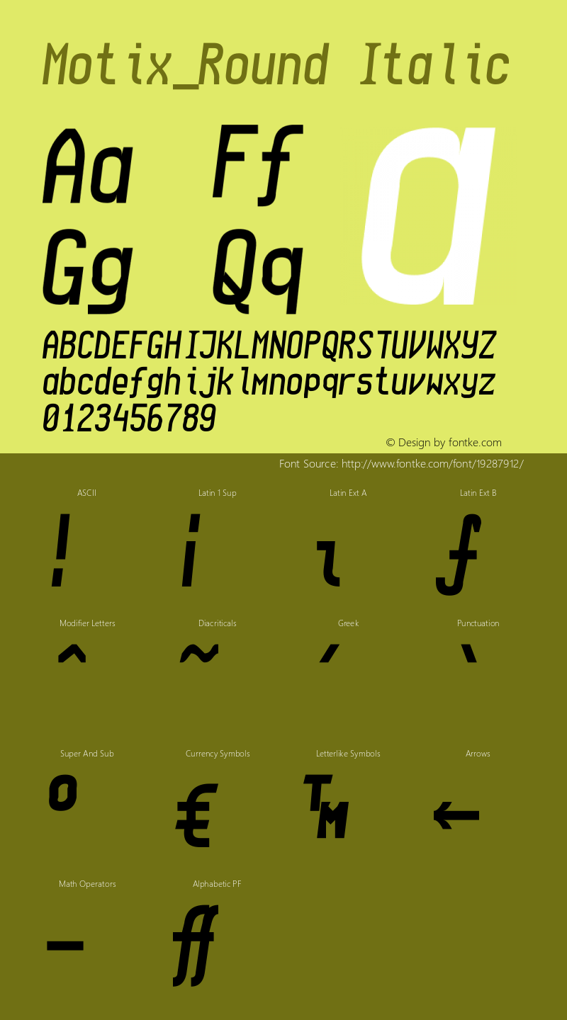 Motix_Round Italic Version 004.00图片样张