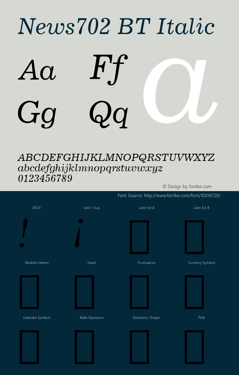 News702 BT Italic mfgpctt-v4.4 Dec 14 1998图片样张