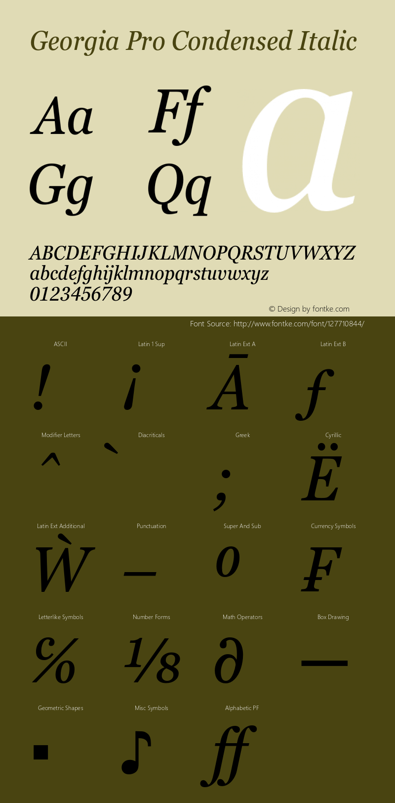 Georgia Pro Condensed Regular Italic Version 6.001;hotconv 1.0.109;makeotfexe 2.5.65596图片样张