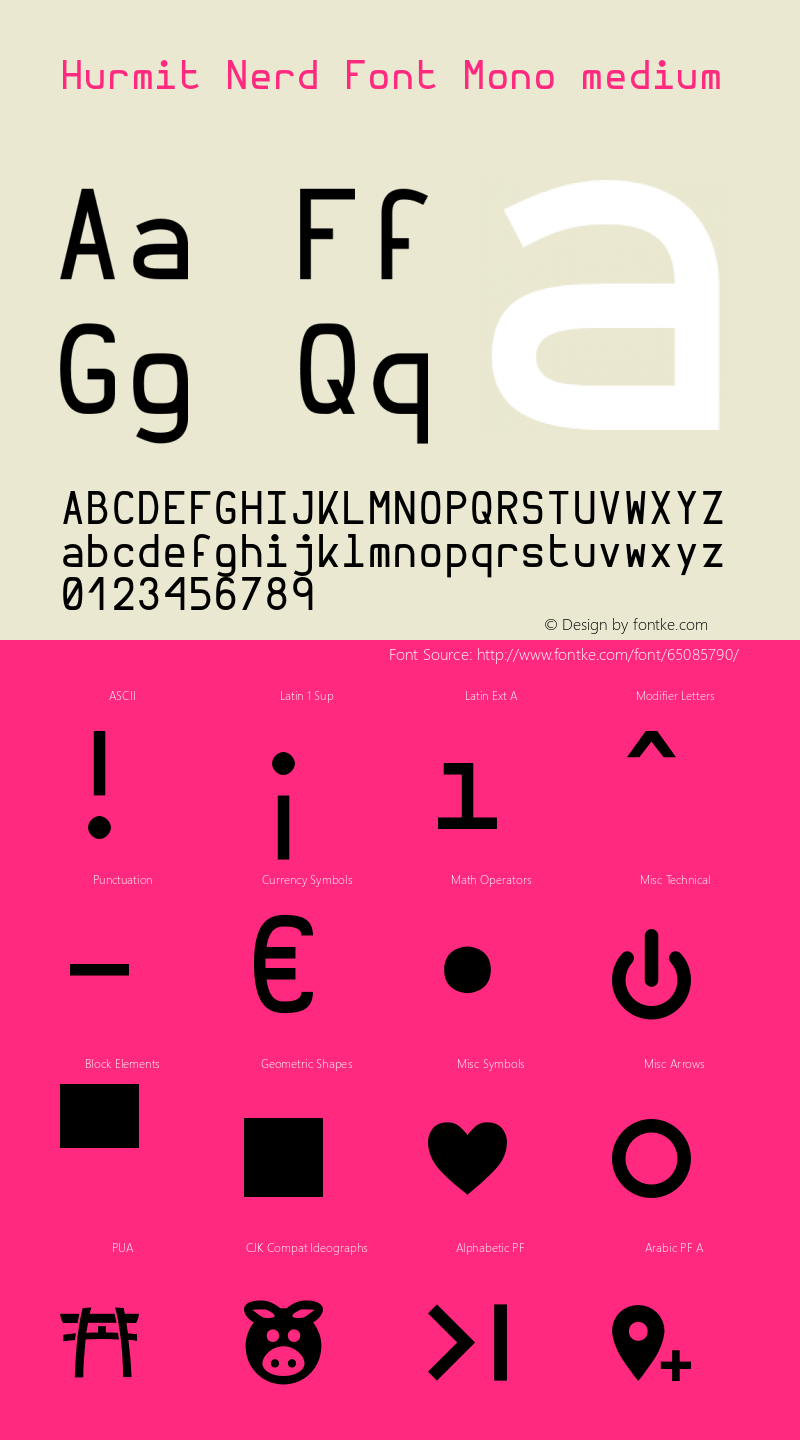 Hurmit Medium Nerd Font Complete Mono Version 1.21;Nerd Fonts 2.1.图片样张