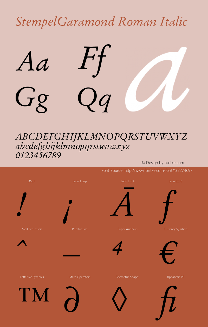 StempelGaramond Roman Italic Version 1.0图片样张