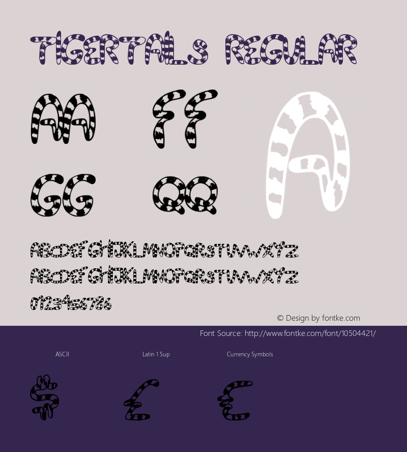 TigerTails Regular Version 1.00 November 23, 2012, initial release图片样张