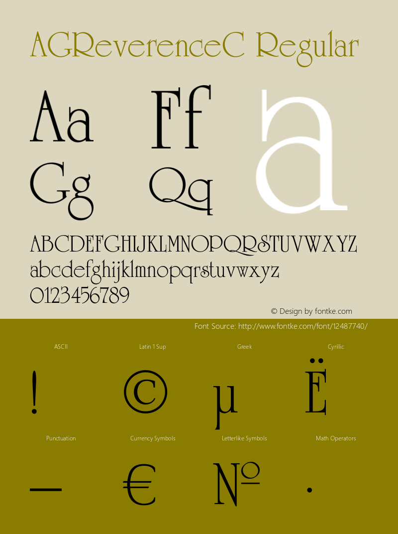 AGReverenceC Regular OTF 1.0;PS 001.000;Core 116;AOCW 1.0 161图片样张