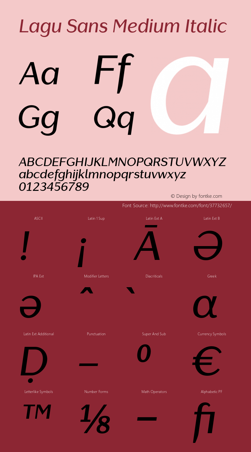 LaguSans-MediumItalic Version 1.000;PS 001.000;hotconv 1.0.88;makeotf.lib2.5.64775图片样张