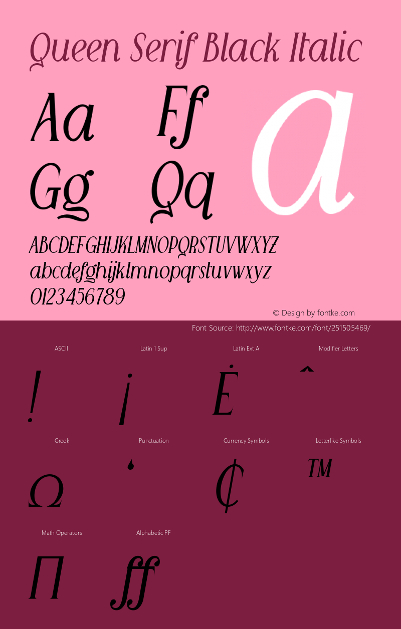 Queen Serif Black Italic Version 1.001;Fontself Maker 3.5.7图片样张