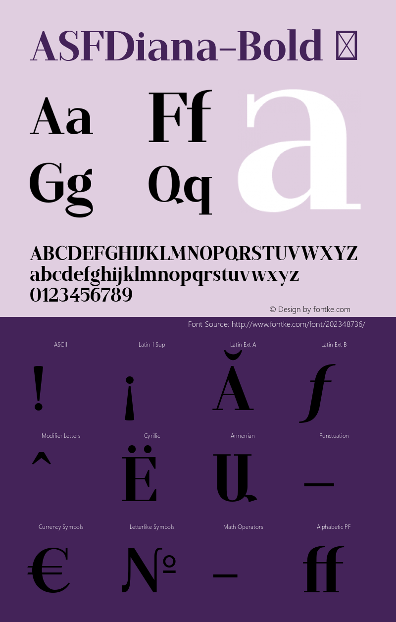 ☞ASFDiana-Bold Version 1.000;com.myfonts.easy.armtype.asf-diana.bold.wfkit2.version.5Lhj图片样张