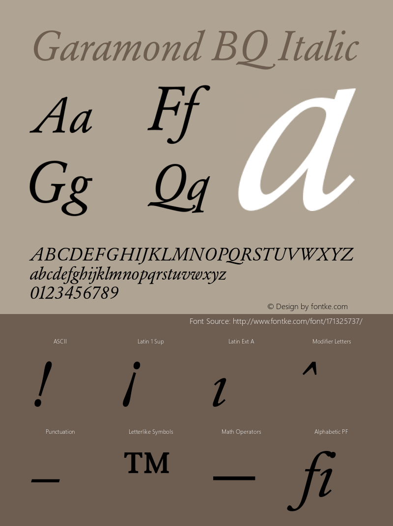 Garamond (R) Italic Version 001.000图片样张