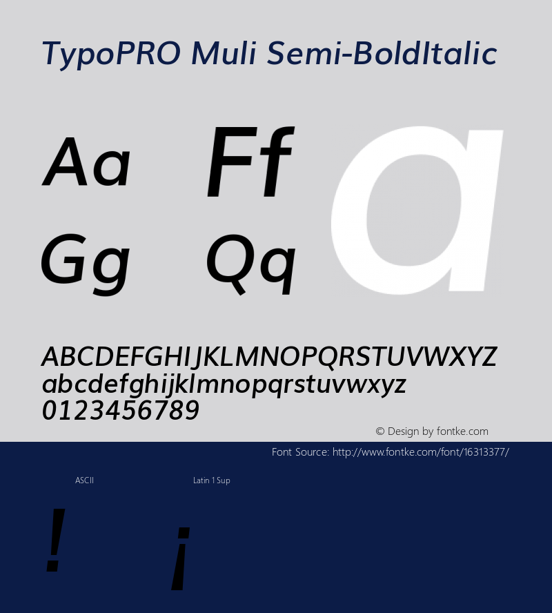 TypoPRO Muli Semi-BoldItalic Version 2.0; ttfautohint (v1.00rc1.2-2d82) -l 8 -r 50 -G 200 -x 0 -D latn -f none -w G -W图片样张