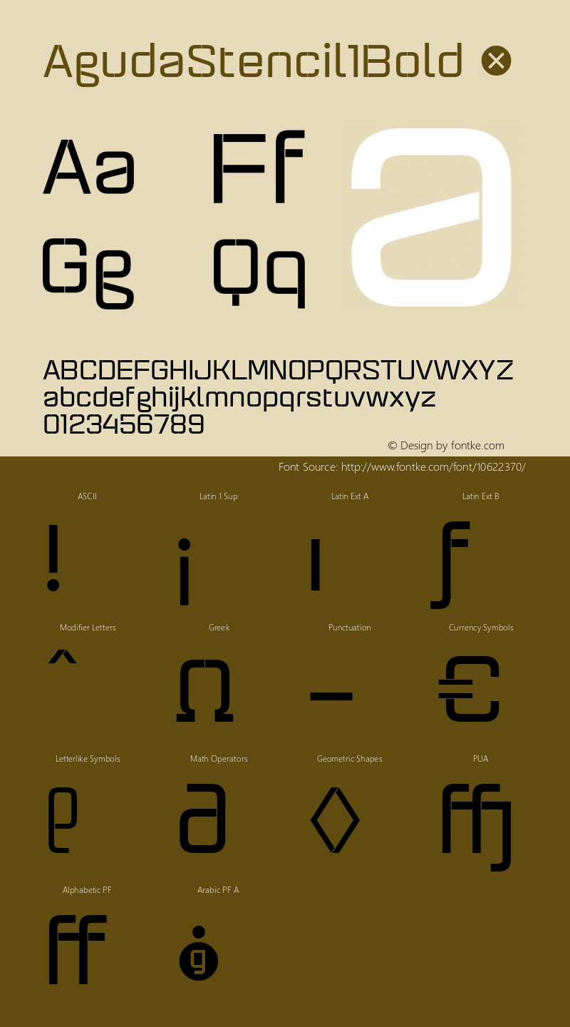 AgudaStencil1Bold ☞ Version 001.001 ;com.myfonts.easy.graviton.aguda-stencil.stencil-1-bold.wfkit2.version.4gV1图片样张