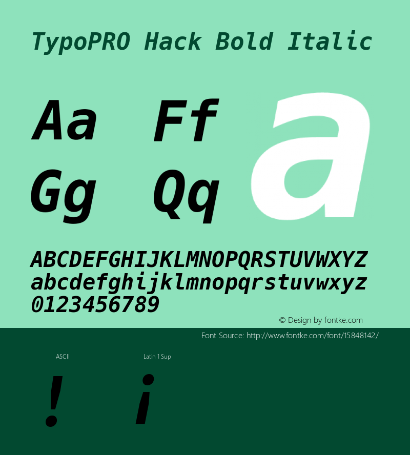 TypoPRO Hack Bold Italic Version 2.015图片样张