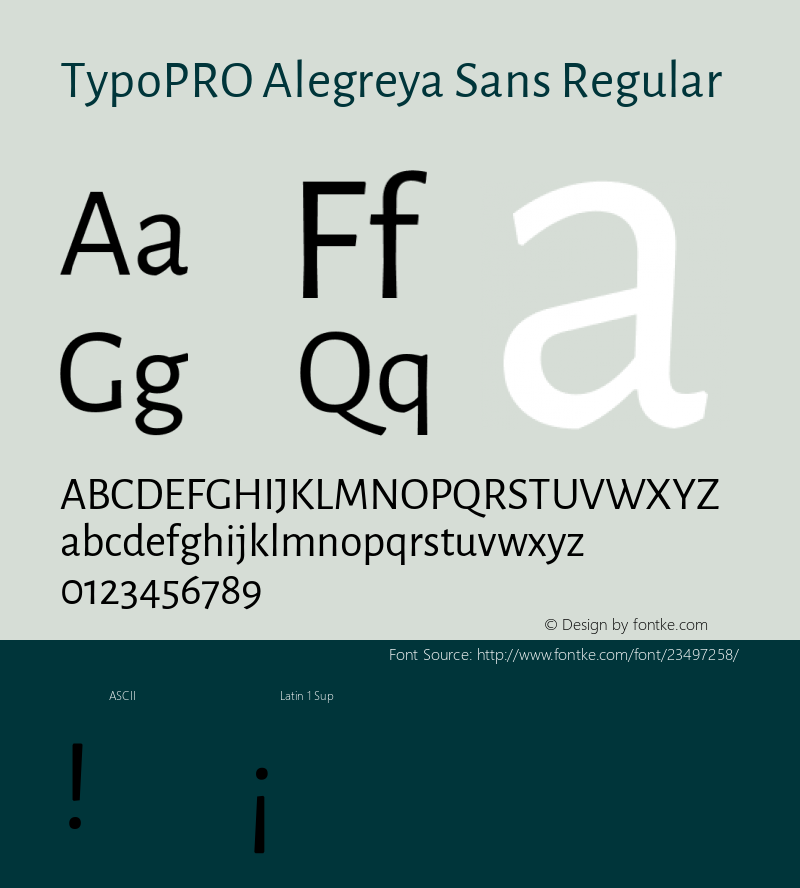 TypoPRO Alegreya Sans Regular Version 1.001;PS 001.001;hotconv 1.0.70;makeotf.lib2.5.58329 DEVELOPMENT; ttfautohint (v0.97) -l 8 -r 50 -G 200 -x 17 -f dflt -w G -W图片样张